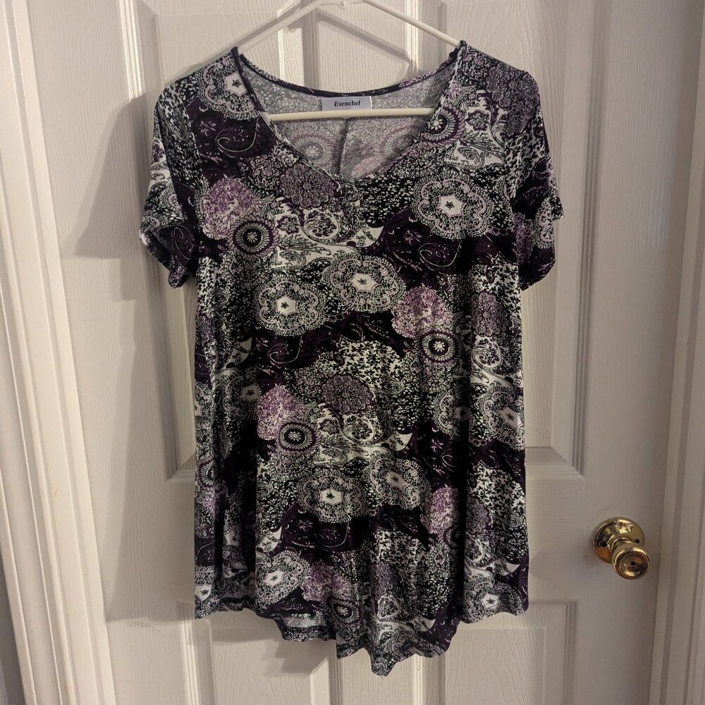 Esenchel top purple white and black - large